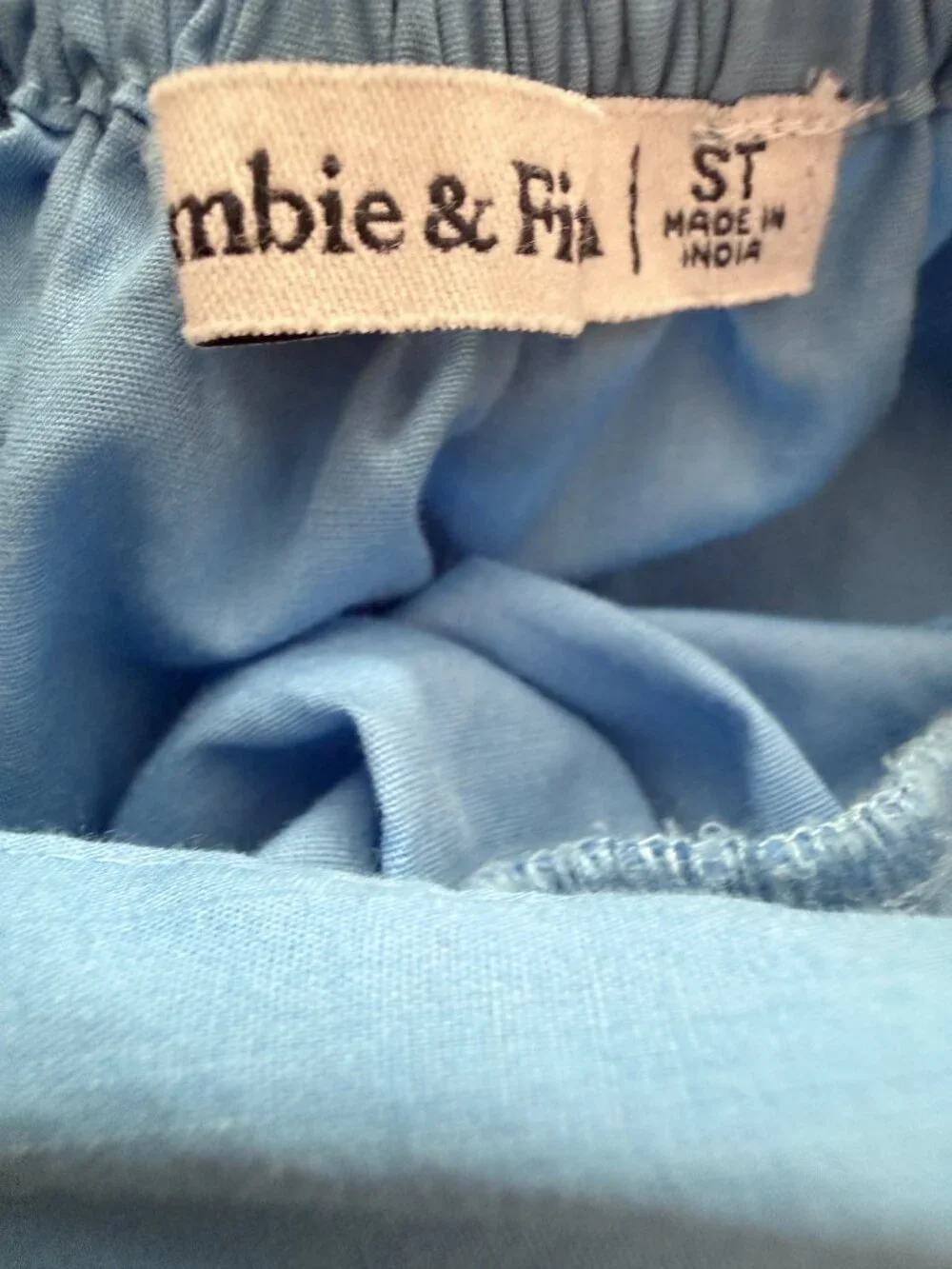 Abercrombie &Fitch Blue Cotton Poplin Bow Tie Back Ruffle Midi Maxi Dress S Tall
